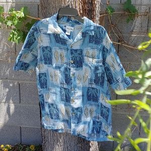 Island Blue Hawaiian large Short Sleeve 100% Rayon